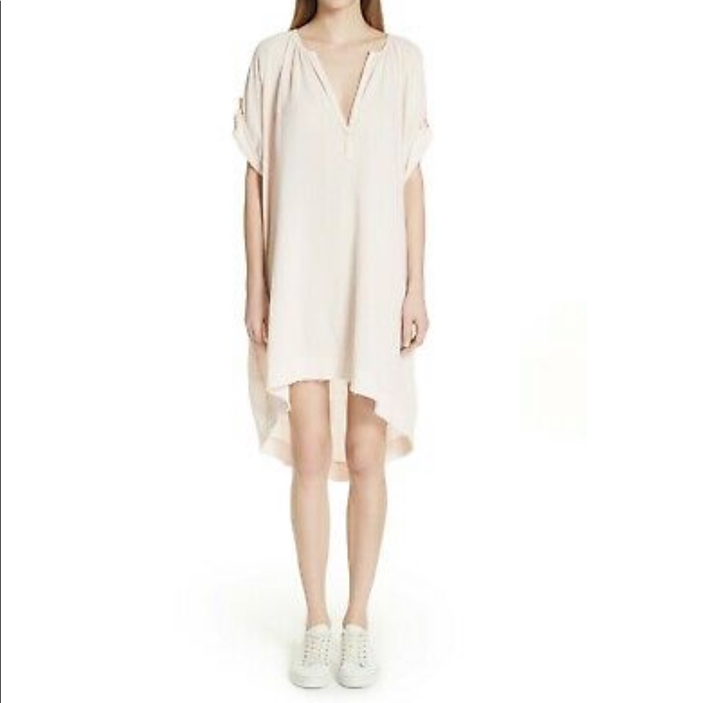 Atm Peachy Pink Cotton Gauze Dress With Pockets